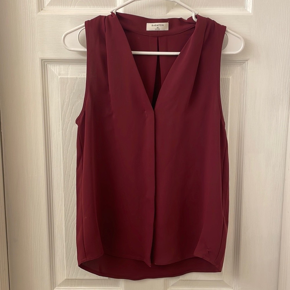 Babaton Burgundy Sleeveless Blouse